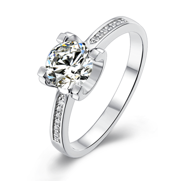 Fashion Jewelry  925 Silver Ring For Women Wedding Ring Four Prong Moissanite With Cutting Diamonds  For Anniversary